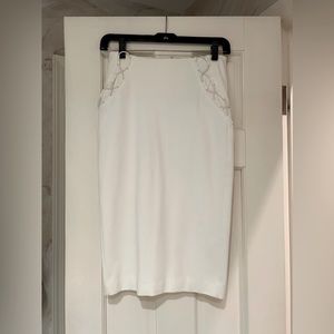Guess Off White Stretch Pencil skirt with Lace up detail